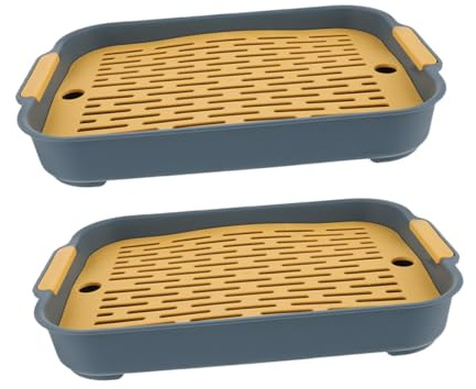 TOBBOMEY 2Pcs Small Animal Litter Box for Guinea Pig Rabbit Hamster Cage Toilet Trainer Tray with Smooth Edges Compact Design