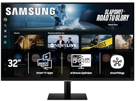 Samsung 32” Smart Monitor M7 (M70F) 4K UHD Display, Samsung Vision AI, Smart TV Apps, Gaming Hub, USB-C, HDMI and USB-A, Black, LS32FM702UNXZA, 2025