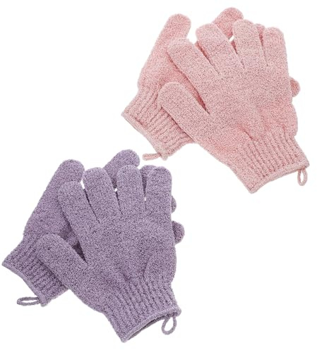 KOCKSHION 2 Paar Peeling Duschhandschuhe Verdicktes Gewebe Fünf Finger Design Tpu Waschhandschuhe Tiefenreiniger Für Damen Und Herren Spa Körperpeeling