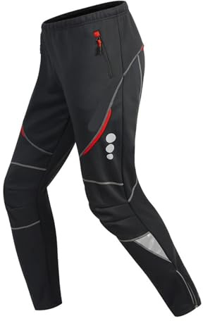Pantalones De Ciclismo Pantalones de ciclismo for hombre, resistentes al viento, impermeables, de lana, gruesos, cálidos, for bicicleta de montaña, pantalones for montar en bicicleta, invierno(Red01,M
