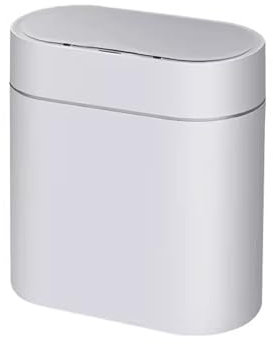 Cubo de basura con sensor inteligente papelera baño doméstico inodoro con tapa Modelo eléctrico de ranura estrecha contenedor sanitario papelera (blanco)