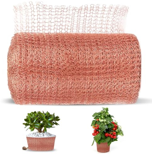 Fouvin Rete di rame per lumache, 12,7 cm x 15 m, nastro di rame contro lumache, recinzione a lumache, filo di rame, tagliabile per giardino, protezione contro lumache e topi