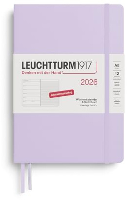 LEUCHTTURM1917 372470 Wochenkalender & Notizbuch Medium (A5) 2026, 12 Monate, Lilac, Deutsch