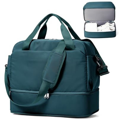 Resväska Duffelväska dam 40x30x20 Ryanair Handbagageväska Sportväska Weekendväska Badväska Vattentät resväska Duffelväska Fitnessväska Träningsväska Sjukhusväska med skofack,C04 Påfågelblå