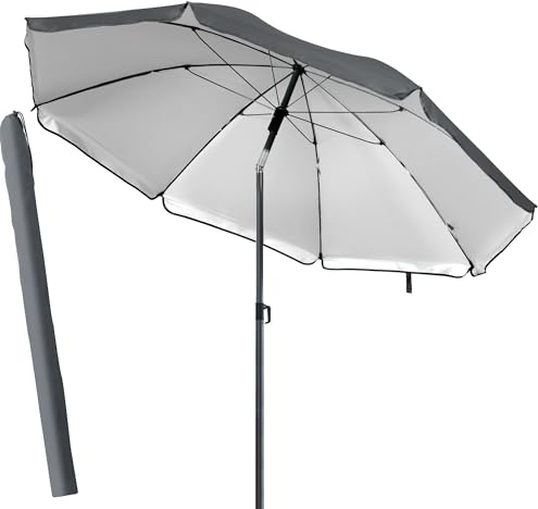 4smile Sonnenschirm für Strand und Balkon Ø 180 cm, Anthrazit - UPF 50+ Balkonschirm SunnyJoy, Strandschirm windfest stabil - Zuverlässiger Sonnenschutz Strand, Sonnenschirm mit Schutzhülle