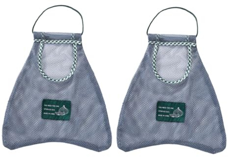 HYTROVE 2 Stück Hängende Aufbewahrungstaschen aus Polyester PVC Faltbare Netzbeutel für Obst Gemüse Aufbewahrung Wandmontierbare Küchen Organizer mit Großem Stauraum Dunkelgrau