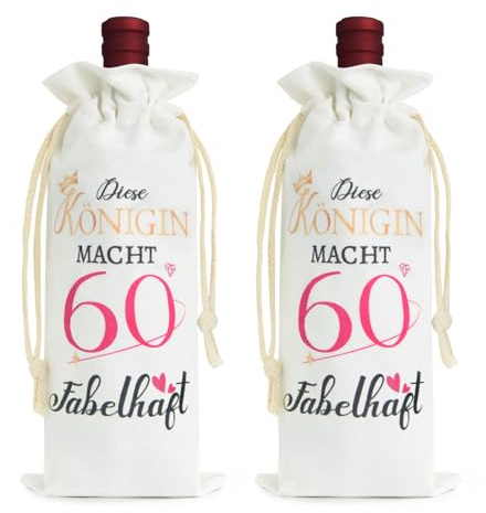 IwIeIaIrI 2 Stück Wein Tasche Geschenke zum 60. Geburtstag für Frauen Männer,60er Geburtstagsgeschenk Weinflasche Geschenkverpackung Geldgeschenkefür Frauen ab 60 Jahre,1965 Flaschentüten Deko