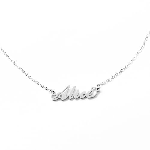MAPIMANIA - Collana con nome Alice personalizzata in acciaio inossidabile, idea regalo donna compleanno, laurea, catenina argento ragazza