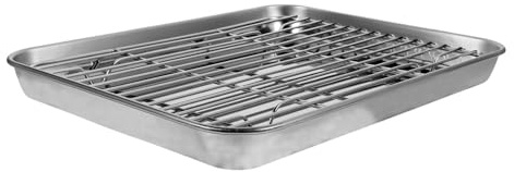 Hoement 2 Piezas Bandejas Para Hornear Con Rejilla De Alambre Bandejas De Horno Acero Inoxidable Para Hornear Con Drenaje Para Rebozado y Cocción