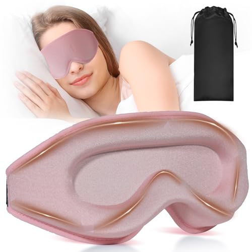 2025 Antifaz para dormir de lado, máscara de ojos 3D, 15 mm con cuencas profundas y almohadillas nasales elevadas, bloqueo de luz y transpirable, para hombres y mujeres, gafas de dormir de seda de