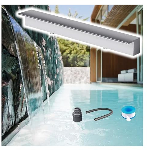 Kit per laghetto a cascata, fontana per piscina personalizzata da 152,4 cm con spillway, accessori per piscine da 220-100 cm, ideale per la decorazione del giardino