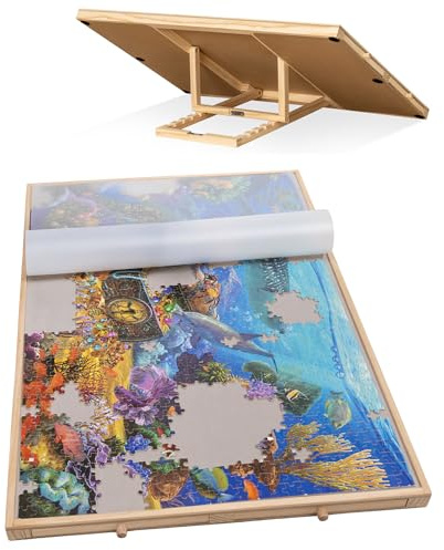 Becko US 1000 Piece Tilting Puzzle Board with 4 Drawers & Protective Cover | Built-in Stand / Easel, 5 Tilt Angles, Portable & Adjustable, Puzzle Table with Storage for Adults, for 1000 Pieces Puzzles