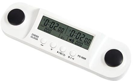 Jiuvaso Orologio da Scacchi, Timer Internazionale per Scacchi, Compatto Professionale, Timer per Giochi da Tavolo, Funzione di Memoria per Regali, Accessorio, Bianco