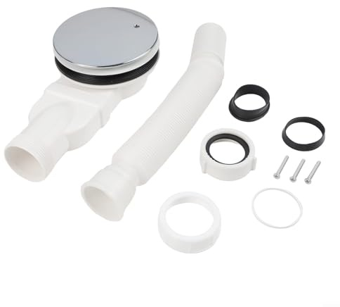 Glewi Sifone di scarico bianco per piatto doccia, 90 mm, griglia di scarico sottile in ABS per recinzione moderna, manicotto rotondo facile da pulire