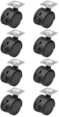 LOCZUK 8pcs Nylon Office Chair Caster Wheels with Brake Heavy Duty Swivel Replacement Casters for Furniture Smooth Rotation Easy Installation Compatible with Wire Shelving and Walkers