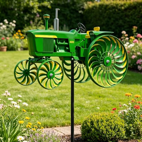 Windrad Garten,Metall Gartenstecker mit Windrad,Windspiele für Draußen Stehend,Traktor Windmühle Aus Metall,Garten-Windspiel aus Eisen,für Vorgarten Terrasse Hinterhof Blumenbeet