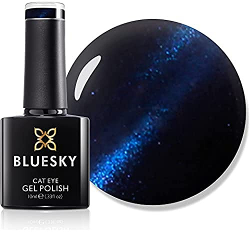 BLUESKY Gel Nail Polish, Cat Eye Coat, Blue, KA548, 10ml Gel Polish (Requires curing under UV/LED Lamp and a Dark Base to obtain effect pictured)