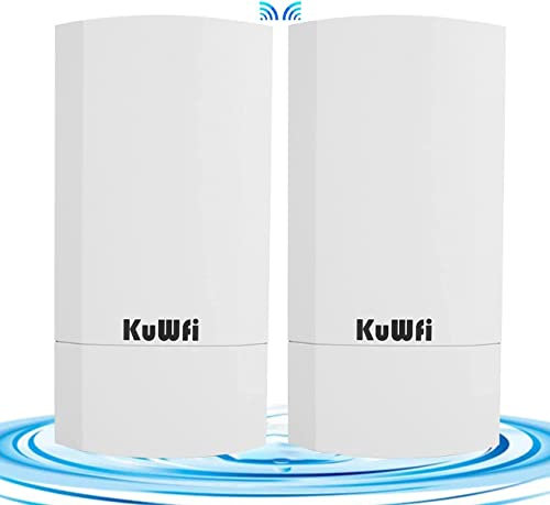 KuWFi Outdoor Wireless Bridge, 300Mbps WiFi Bridge,Indoor&Outdoor Point to Point Wireless Bridge Support 1KM Long Distance for Starlink Router, CCTV&Surveillance Camera, Ideal for Garden,Farm