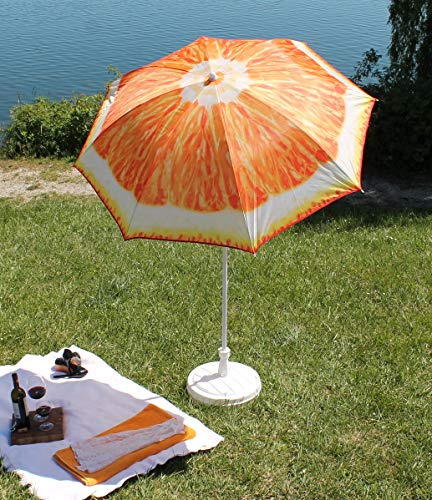 AAF Nommel Sonnenschirm Strand Schirm Gartenschirm - Ø160 cm Marktschirm Orange Kiwi Melone (Orange)