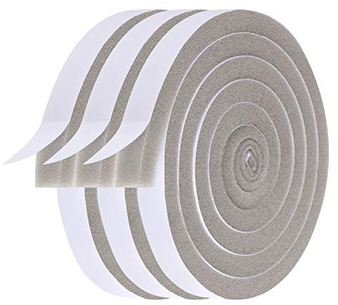 Futuwi Foam Weather Stripping-3 Rolls,1/2 Inch Wide X 1/2 Inch Thick Total 20 Feet Long, Adhesive Air Conditioner Insulation for Doors and Window(6.5ft x 3 Rolls)