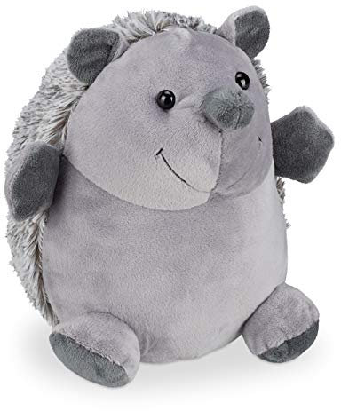 Relaxdays Türstopper Igel, aus Stoff, für Boden, innen, dekorativer Tier Türpuffer, 19,5 cm hoch, weich, schwer, grau