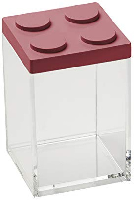 OMADA Contenitore Mattoncino per Alimenti da 1L con Coperchio Impilabile | Barattolo Rettangolare 10x10x H15,5 cm, Contenitore Trasparente, Ideale per Dispensa, Collezione Brickstore