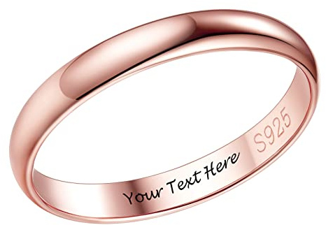 PROSILVER Verlobungsring Eheringe Ring für Damen Herren 925 Sterling Silber personalisierte Trauringe Hochzeitsringe Memoirering Ewigkeitsring Band Ringe Minimalist Schmuck Accessoire