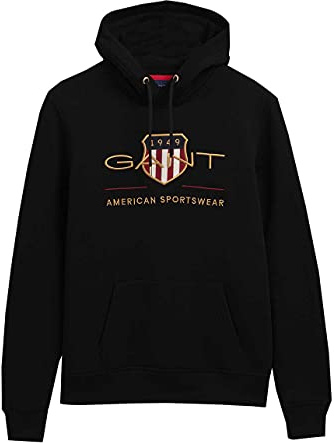 GANT Herr Reg Archive Shield Hoodie Huvtröja, svart, L