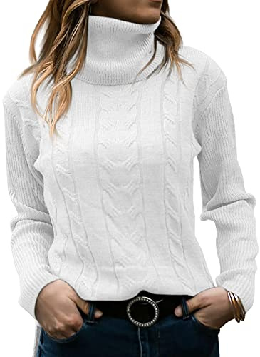 GeGekoko Women's Turtleneck Sweaters Long Sleeve Soft Jumper | Cable Knit, Casual, Solid, Winter Warm Pullover, Slim Fit Tops