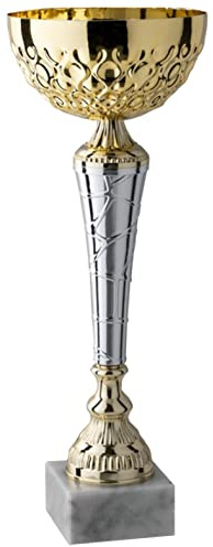 Hole Gadget Premiazioni Personalizzate Coppe e Trofei Sportive per Calcio, Fantacalcio Eventi Personalizzati con Targhetta Inclusa Varie Misure e Tris (34 cm, Oro)