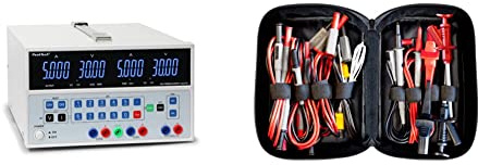 PeakTech 6075 - Linear geregeltes Netzgerät mit 2 Ausgängen & USB, Doppel Labornetzgerät 0-30V / 0-5A & Peak Tech P 8200 – Messzubehör Set für Digital Multimeter, Prüfkabel Set, 14-teilig inkl. Tasche