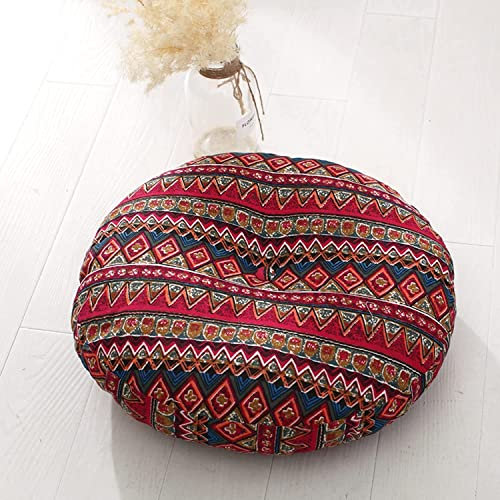 CAZARU Abnehmbares Japanisches Futon-Ottoman-Yoga-Bodenkissen, Tatami-Bodenkissen für Wohnzimmer, Balkon, Sitzkissen im Freien, rundes Bodenkissen aus Leinen, 70 cm Durchmesser und 15 cm Dicke