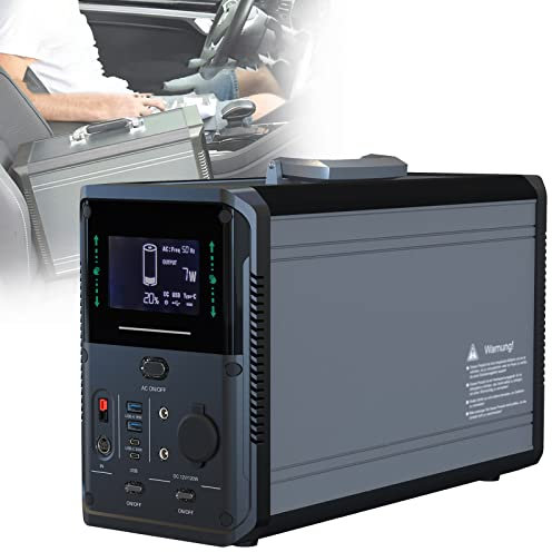 BONAD Generador Solar 1000/1500W,48Ah 1075/1380Wh Generador De EnergíA MóVil para Exteriores,2 Salidas AC,60W 2Xusb-C,18W 2Xusb-A,2Xdc 12V 120W,2Xac 220V 50Hz/60Hz,Alimenta Varios Dispositivos,1500W