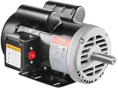 VEVOR 5HP Air Compressor Electric Motor, 230V 25 Amps, 56HZ Frame 3450RPM, 7/8 Keyed Shaft, 2.25 Shaft Length, Single Phase, CCW/CW (Factory Setting is CCW)