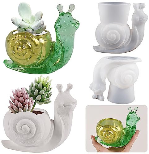 JS MOLD Schnecken Silikon Gießform Blumentopf,Beton Gießform Blumentopf,DIY Blumentopf Formen,befüllbar mit Kreativ-Beton, Gipspulver, Keramikpulver