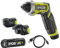 RYOBI Tournevis 4V USB Lithium - 5 Nm - éclairage LED - Câble USB-C - 1 batterie 4V 2,0 Ah USB Lithium - Livré en coffret + 10 embouts, renvoi d'angle + un mandrin déporté - RSD4-120TA2