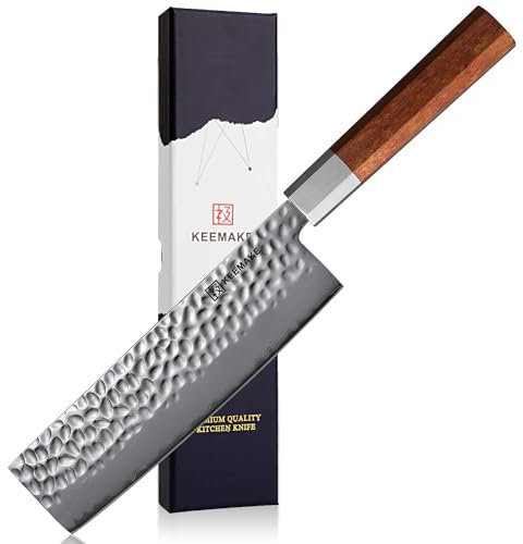 KEEMAKE Nakiri Messer Küchenmesser, Profi Messer Kochmesser 17.8 cm Scharfe Klinge aus hochwertigem Edelstahl mit ergonomischer Griff für Haus und Küche