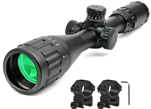 Mifhnby 3-9x50 AOE Lunette de visée Rouge Vert Bleu illuminé Mil Dot réticule avec Support de Rail Picatinny de 20mm