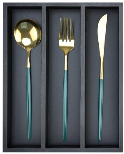 Kleiner Besteck-Schubladen-Organizer, Küchenutensilien, Bambus-Besteckkasten, schmaler Besteck-Organizer für Schublade, schmaler Löffel, Gabelhalter, Schubladen, schmales Bestecktablett, schwarzes