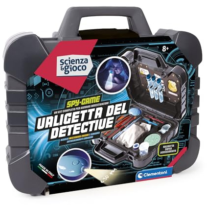 Clementoni Scienza e Gioco Lab - Valigetta del Detective, Kit da Investigatore per Bambini 8+ Anni, Gioco Scientifico con Torcia UV, Lente di Ingrandimento e Altri Strumenti, Made in Italy, 19386