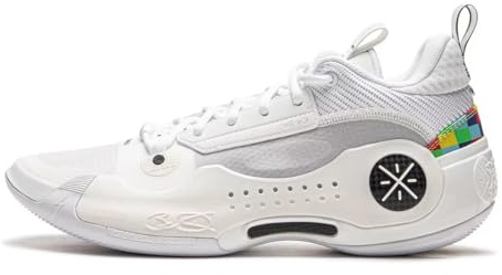 LI-NING Way of Wade 10 Serie Rainbow Herren-Basketballschuhe Futter rutschfest Professionelle Stoßdämpfung Sneaker Sportschuhe Weiß EU 44 1/3