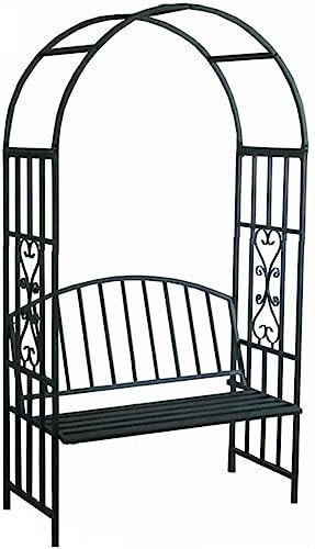 GPECTIFO Metal Pergola Arbor Garden Arch With Seat Bench,Outdoor Iron Arches Various Climbing Plant Vines Flowers Archway Trellis