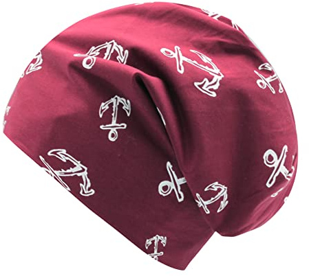 Glamexx24 lång klassisk beanie-mössa: män kvinnor cykelmössa vintermössa unisex bomullsmössa för vår, sommar, höst och vinter, Mörkröd, S-M