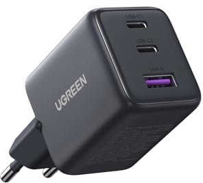 UGREEN Caricatore USB C 30W, Alimentatore iPhone a 3 porte (2C+1A) GaN II, Caricabatteria Carica Rapida PD Compatibile con 16, 16 Pro, 16 Pro Max, 15, 15 Pro, 14, 13, 12, iPad, Galaxy S24, S23 Pixel 9