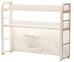 Schreibtisch-Organizer mit Pegboard, Stecktafel für Schreibtisch mit Regal, Lochwand Set,Letterboard, Tisch, Gaming, Computertisch Verlängerungsregal, für Schlafzimmer, Arbeitszimmer, Küche, Büro(Whit