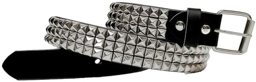 SCOPLATY Schwarzer Nietengürtel aus echtem Leder Punk Rock Gürtel für Herren Damen Jeansgürtel Y2k Gothic Nieten Gürtel