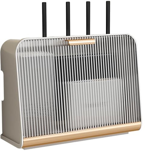 PZPIUGY Caja Router Pared, Caja de Almacenamiento WiFi para Colgar en La Pared, Router Rack, Router Pared Organizador de Cable, Estante de Almacenamiento WiFi para TV(Transparent Panel + Beige)