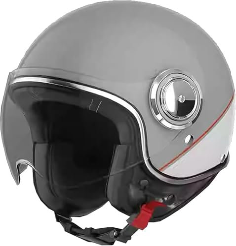 Deutsche Motorrad Halbhelme Mit ECE 22.06-Geprüftjethelm Retro, Chopper Helm, Scooter-Helm, Fahrradhelm, Mit Herausnehmbares Innenfutter Und Schnellverschlussschnallen C,XL/(61~62cm)