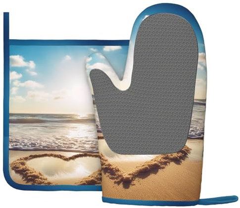 Set di 2 presine in silicone a forma di cuore, resistenti al calore, resistenti al calore fino a 250 °C, antiscivolo, per cucinare e cuocere