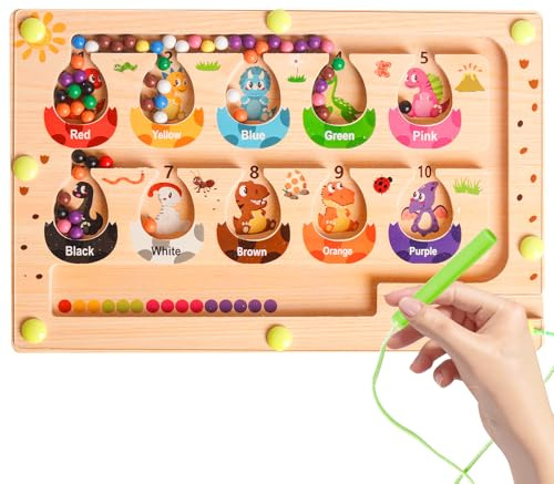 Magnetic Montessori Colour & Number Maze Toy for 3 4 5 Year Olds, Wooden Sorting, Counting & Colour Matching Puzzle Board, Educational Fine Motor Skills Toys, Toddler Learning Gifts for Boys & Girls